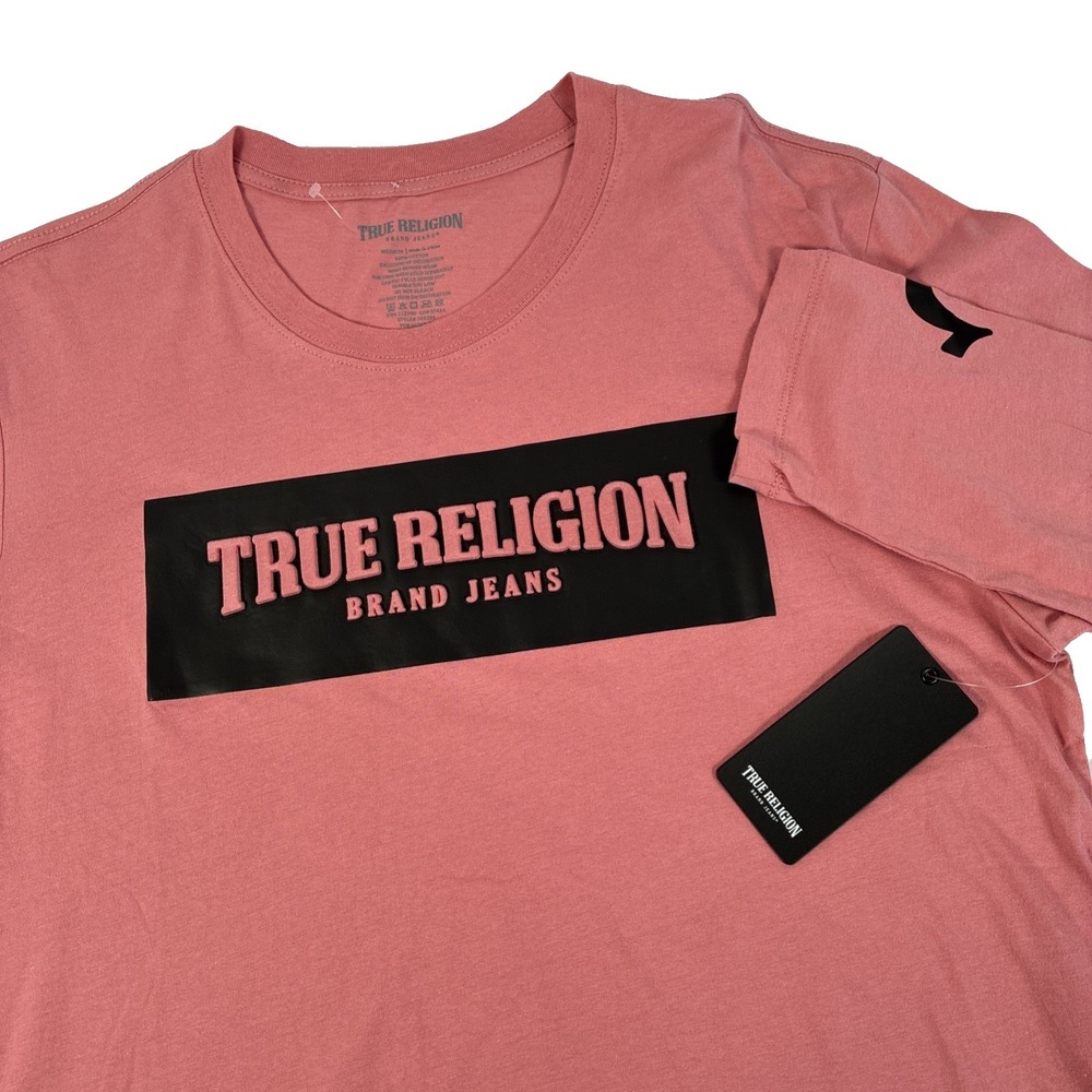 New Mens True Religion Embossed Logo Spellout Long Sleeve T-Shirt Size Medium‎